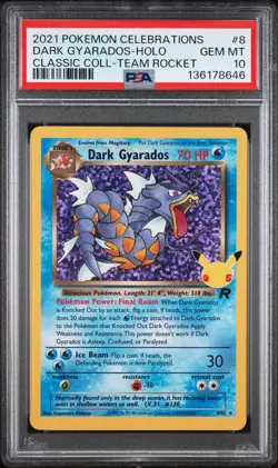 2021 POKEMON CELEBRATIONS CLASSIC COLLECTION #8 DARK GYARADOS-HOLO PSA 10 - Image 1