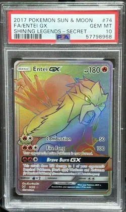 2017 POKEMON SUN & MOONFA/ENTEI GXSHINING LEGENDS - SECRET PSA 10 - Image 1