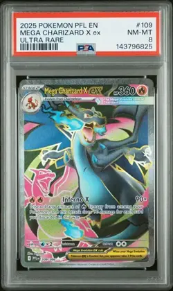 PSA 8 - 2025 Pokemon Phantasmal Flames Mega Charizard X ex #109 - Ultra Rare - Image 1