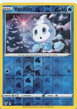 Vanillite 045/189 Common Darkness Ablaze Pokemon Reverse Holo Near Mint - Image 1