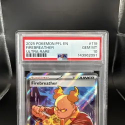 2025 Pokemon Phantasmal Flames Firebreather #119 Ultra Rare EN Graded PSA 10 - Image 2