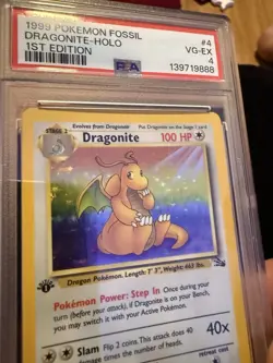 DRAGONITE 1999 POKEMON FOSSIL 1ST EDITION HOLO RARE 4/62 PSA 4 - Image 4