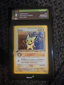 2000 POKEMON NEO GENESIS 1ST ED #12 PICHU-HOLO Degree Grade 8 - Image 1