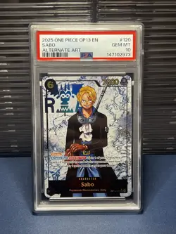 2025 ONE PIECE OP13 120 CARRYING ON HIS WILL ALT ART SABO PSA 10 GEM MINT - Image 1