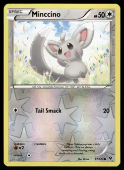 Minccino Reverse Holo 87/124 XY - Fates Collide Pokemon Card - Image 1
