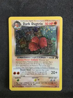 Vintage Pokemon TCG - Team Rocket - Unlimited Dark Dugtrio 6/82 Holo: MP (SWIRL) - Image 1