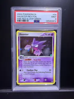 2004 Pokemon EX FireRed & LeafGreen 34 Haunter Reverse PSA 9 Mint - Image 1