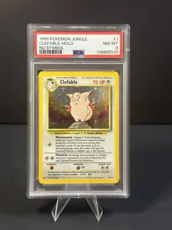 1999 Jungle Clefable No Symbol #1 Holo PSA 8 - Image 1