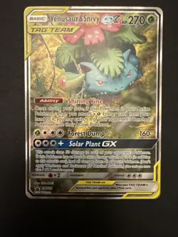 Pokemon TCG Venusaur & Snivy GX TAG TEAM SM229 Black Star Promo Full Art NM - Image 1