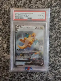 PSA 10 Dragonite V Alternate Full Art 192/203 Pokemon Evolving Skies 2021 ENGL - Image 1