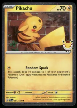 Pikachu (Pokemon Day 2026) 051/162 Cosmo Holo Pokemon NM - Image 1