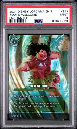 Disney Lorcana Shimmering Skies You're Welcome Maui Enchanted #213 PSA 9 Moana - Image 1