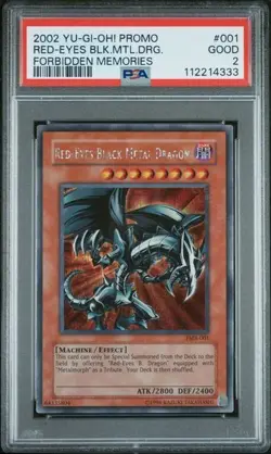 2002 YuGiOh! FMR-001 Red Eyes Black Metal Dragon Forbidden Memories Promo PSA2 - Image 1