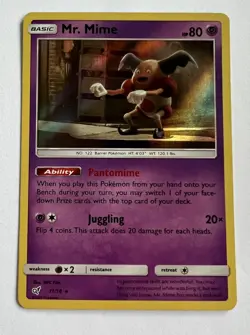 Mr. Mime 11/18 Pokemon - Holo Sun & Moon Detective Pikachu LP - Image 1
