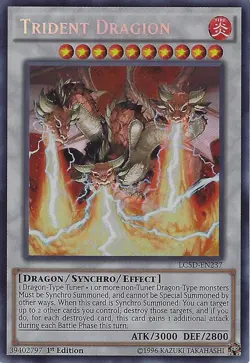 LC5D-EN237 Trident Dragion 1st Edition Secret Rare Near Mint YuGiOh TCG - Image 1