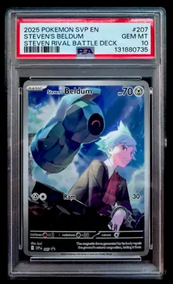 PSA 10 Steven's Beldum Illustration Rare #207 2025 Pokemon Black Star Promo - Image 1