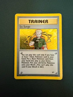 Pokemon Card Lt. Surge 17/132 Holo Rare Gym Heroes WOTC Trainer MP - Image 1