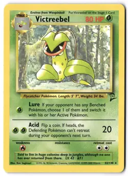 Pokemon Card - Victreebel 32/130 Rare Non Holo - Base Set 2 - NM - Image 1