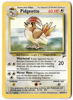 Pokemon Card - Pidgeotto 28/130 Rare - Base Set 2 - WOTC LPlay - Image 1