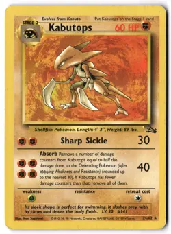 Pokemon Card - Kabutops 24/62 Unlimited Rare - Fossil WOTC - MP - Image 1
