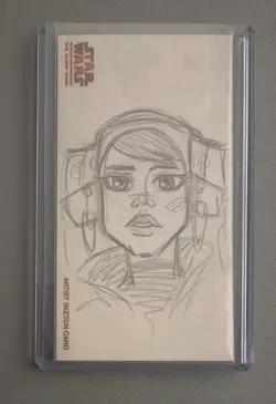 2009 TOPPS STAR WARS THE CLONE WARS SKETCH CARD RIYO CHUCHI 1/1 WIDESCREEN - Image 2