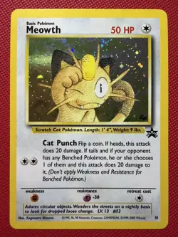 Pokemon TCG Meowth Black Star Promo 10 Holo - 2000 Game Boy Black Star Promo - Image 1