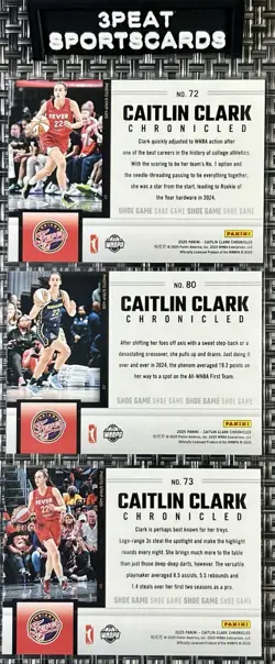2025 Caitlin Clark Chronicles Shoe Game 3 Card Lot! Indiana Fever - Image 2