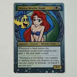 MTG Tatyova, Benthic Druid altered art hand painted Magic Disney Ariel Alter - Image 1