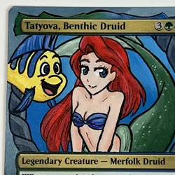 MTG Tatyova, Benthic Druid altered art hand painted Magic Disney Ariel Alter - Image 2