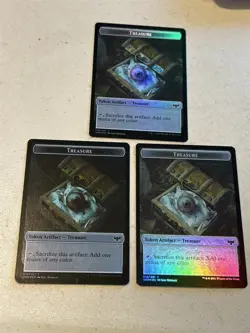 3 x mtg foil token Wolf // Treasure, 014/018, Innistrad Crimson Vow, unplayed - Image 2