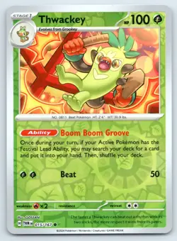 Pokemon Thwackey SV06: Twilight Masquerade TWM Reverse Holo 015/167 NM - Image 1