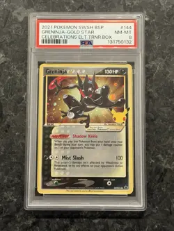 2021 POKEMON SWSH BLACK STAR PROMO #144 GRENINJA-GOLD STAR PSA 8 Celebrations - Image 1