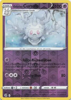 GALARIAN CURSOLA 118/264 R FUSION STRIKE POKEMON REVERSE HOLO MP - Image 1