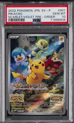 2022 POKEMON JPN SV PROMO SCARLET & VIOLET PRE-ORDER #001 PIKACHU PSA 10 - Image 1