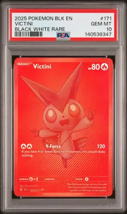 2025 POKEMON BLK EN-BLACK BOLT BLACK WHITE RARE #171 VICTINI PSA 10 - Image 1
