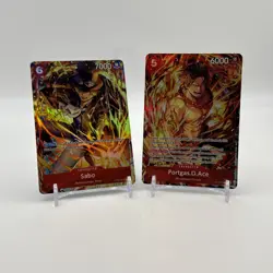 One Piece TCG Sabo OP05-007 & Portgas.D.Ace ST15-005 Illustration Box 5 MINT - Image 1