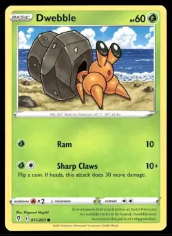 2021 Evolving Skies Set Pokemon Card 011 Dwebble NM - Image 1