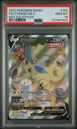 Pokemon TCG Battle Styles PSA 10 Tyranitar V 155/163 Full Art Card - Image 4