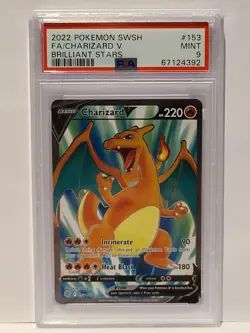 Pokemon TCG SWSH 2022 Brilliant Stars #153/172 FA/CHARIZARD V ULTRA RARE PSA 9 - Image 1