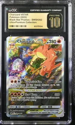 CGC 10 Pristine 2022 Pokemon Charizard VSTAR SWSH262 Black Star Promo UPC - Image 1