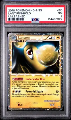 2010 POKEMON UNLEASHED LANTURN PRIME #86 ULTRA RARE PSA 7 NM #114490322 - Image 1