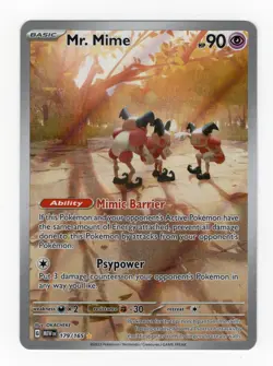 Pokemon Mr. Mime Illustration Rare Holo 179/165 Sv: Scarlet & Violet 151 - Image 1