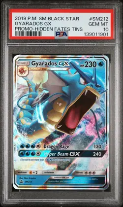 PSA 10 GYARADOS GX TIN PROMO SM212 HIDDEN FATES POKEMON MJ - Image 1