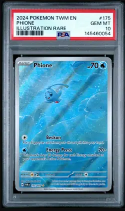 2024 Pokemon Twm En-Twilight Masquerade #175 Phione Illustration Rare PSA 10 - Image 1