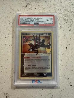 Pokemon 2021 Greninja Star Gold Star Promo SWSH144 Holo Sword & Shield PSA 8 - Image 1