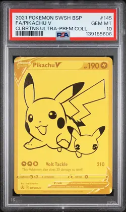 2021 POKEMON SWSH BLACK STAR PROMO #145 FULL ART/PIKACHU V PSA 10 - Image 1