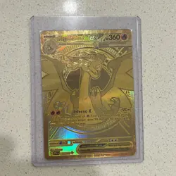 Gold Mega Charizard X EX 130/094 - Hyper Rare Pokemon Phantasmal Flames NM - Image 1