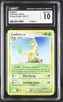 CGC 10 GEM MINT Leafeon 2009 Rising Rivals 45/111 Pokemon Card - Image 1