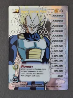 Vegeta, the Last Prince LIMITED FOIL LV3 Card #193 Score Cell Saga DBZ CCG 2001 - Image 1