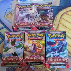 Pokemon Paldea Evolved Sealed Booster Packs (X5) Full Art Set Pokemon Cards SV2 - Image 1
